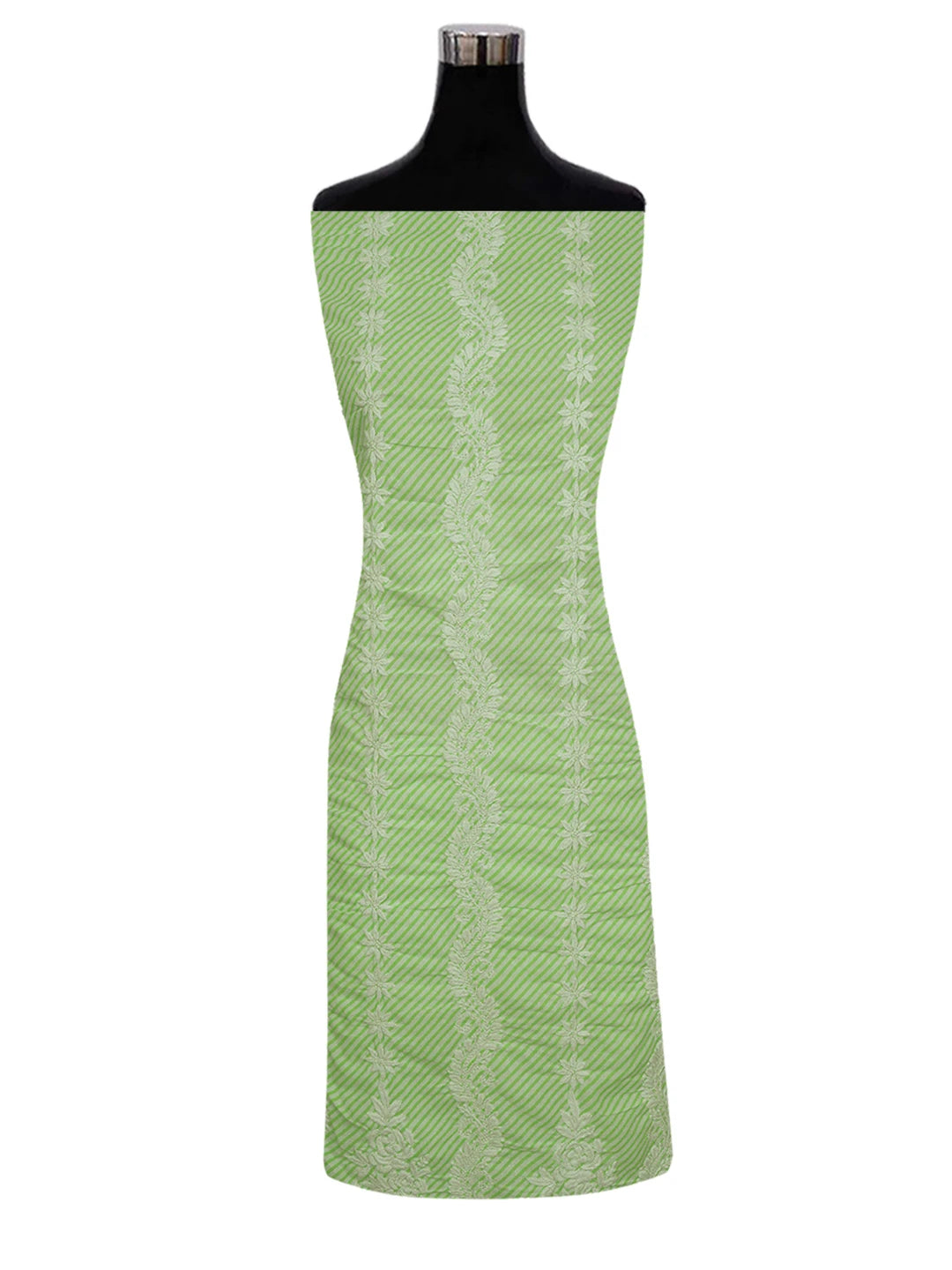 Ada Hand Embroidered Green Cotton Lucknowi Chikankari Unstitched Kurta Piece 01A514323