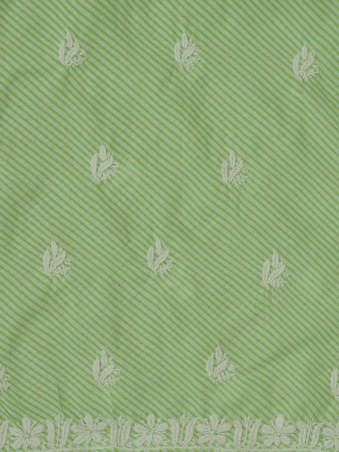 Ada Hand Embroidered Green Cotton Lucknowi Chikankari Unstitched Kurta Piece 01A514323