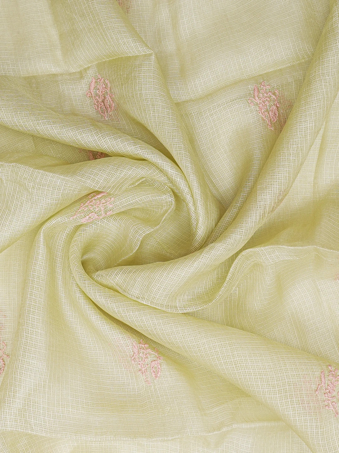 Ada Hand Embroidered Mehandi Green Kota Lucknowi Chikankari Dupatta 01A415775