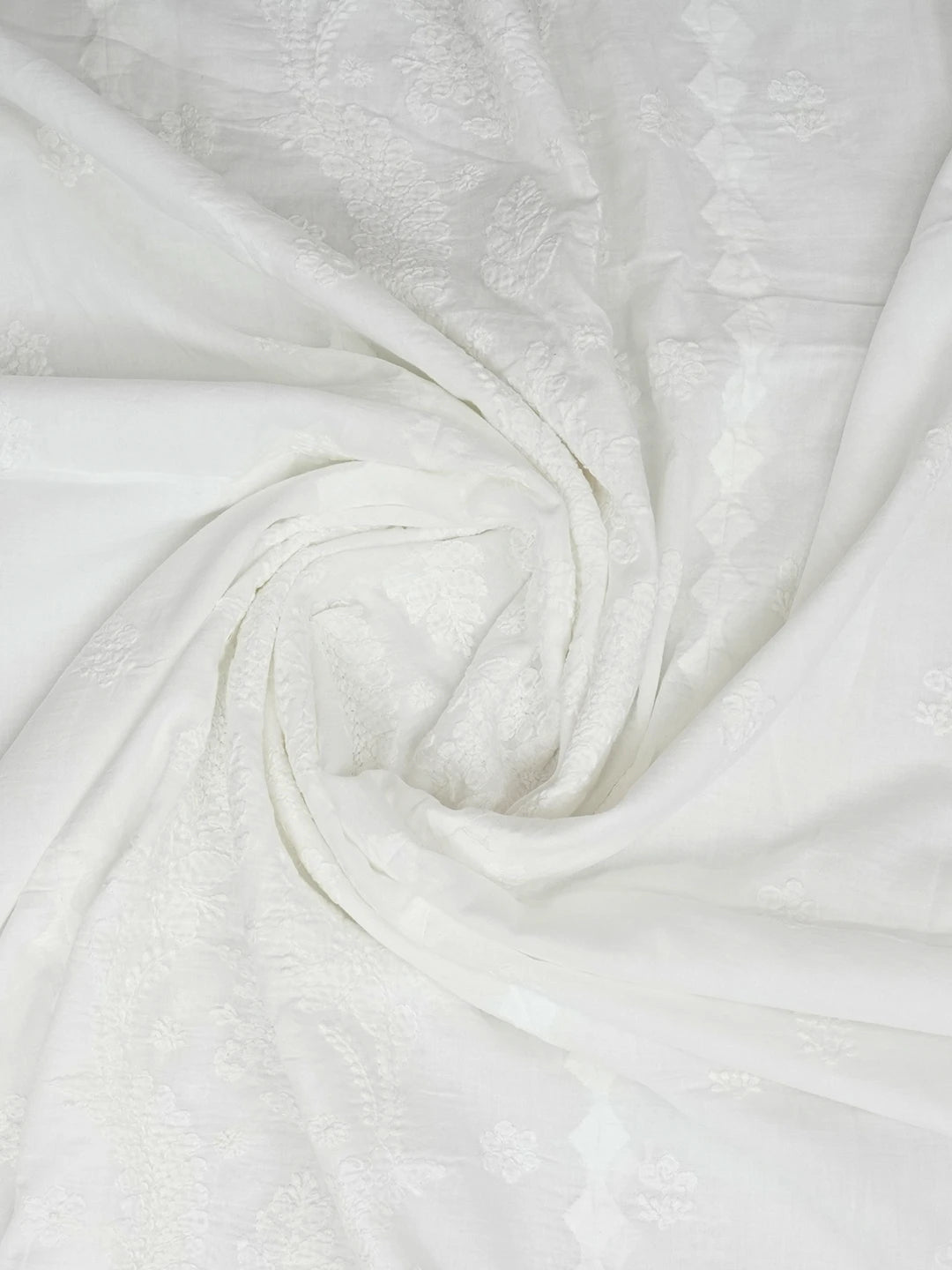 Ada Hand Embroidered White Cotton Lucknowi Chikankari Dupatta 01A627862