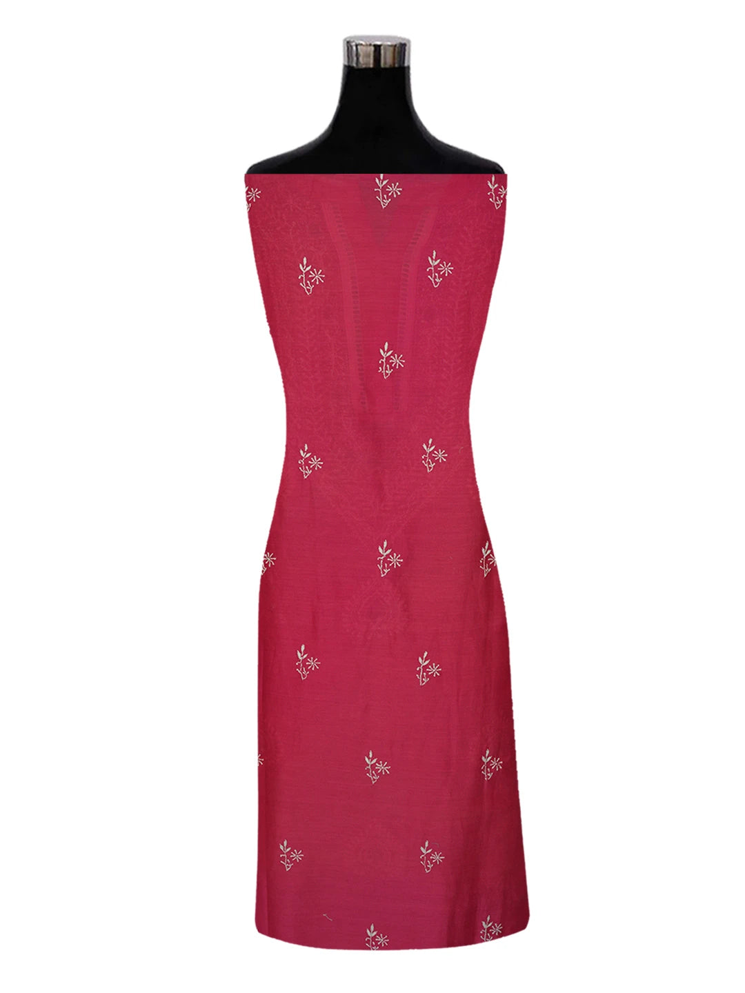 Ada Hand Embroidered Magenta Chanderi Lucknowi Chikankari Semi- Stitched Suit Piece With Zari Work 01A575700