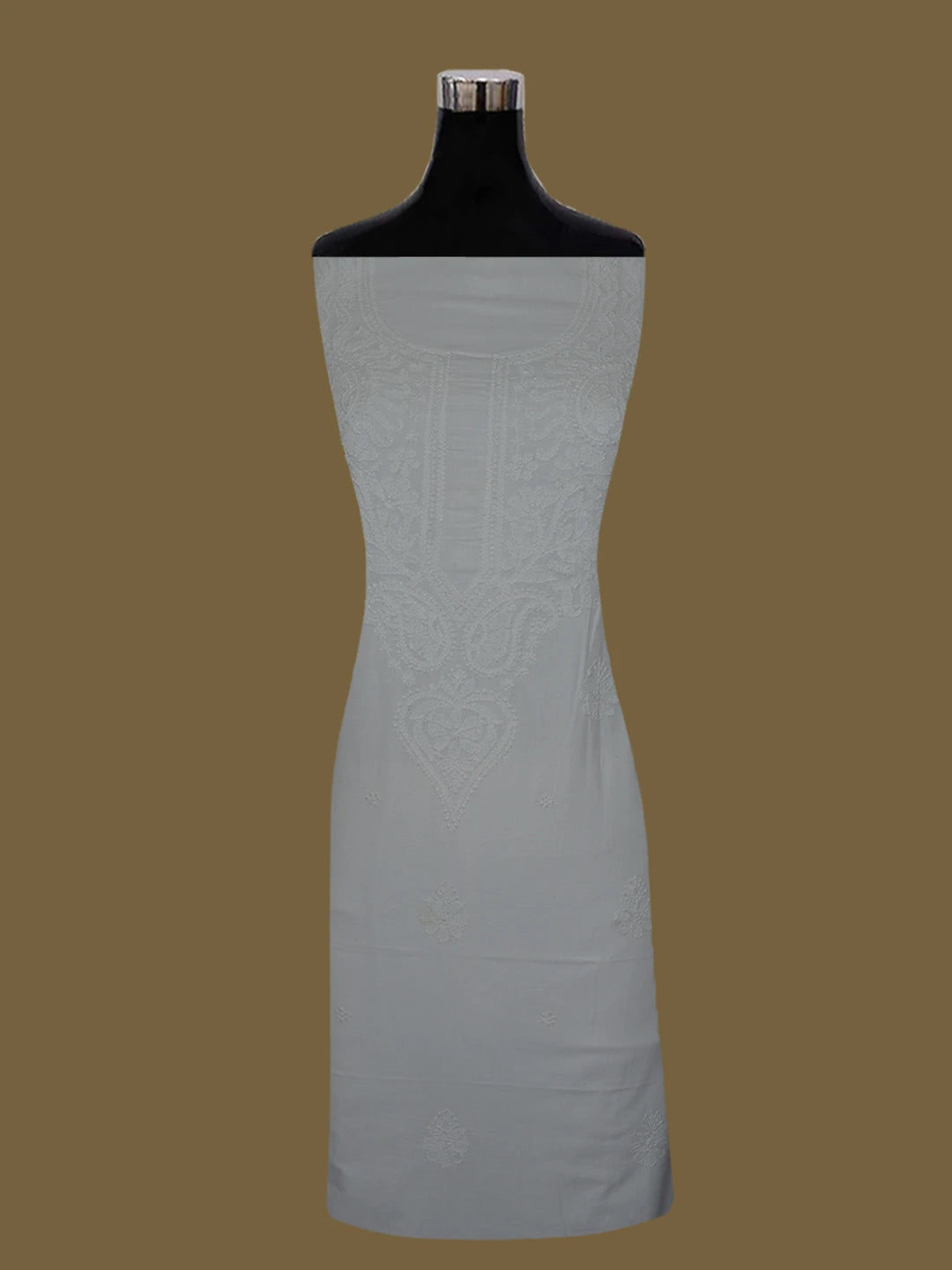Ada Hand Embroidered White Cotton Lucknowi Chikankari Unstitched Kurta Piece 01A613501