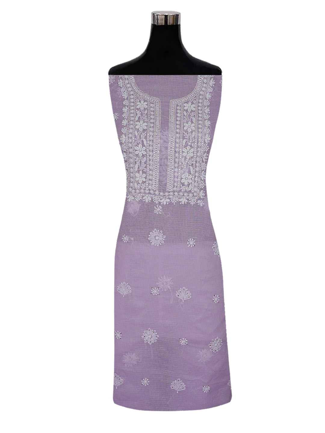 Ada Hand Embroidered Mauve Kota Lucknowi Chikankari Unstitched Kurta Dupatta Set With Muqaish Work 01A549043