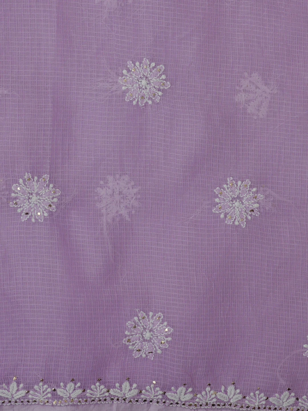 Ada Hand Embroidered Mauve Kota Lucknowi Chikankari Unstitched Kurta Dupatta Set With Muqaish Work 01A549043