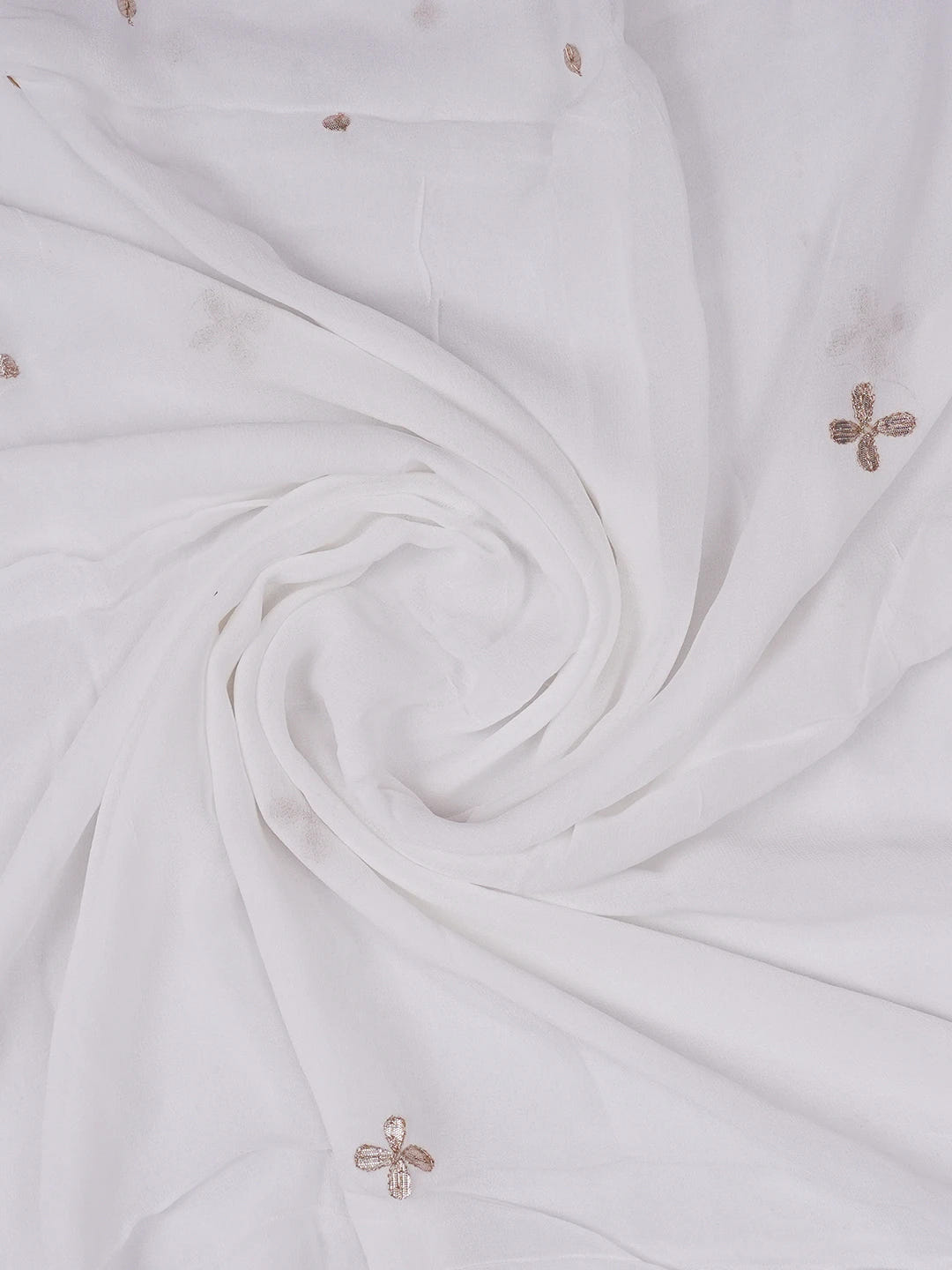 Ada Hand Embroidered White Viscose Georgette Lucknowi Chikankari Dupatta With Zari Work 01A496100
