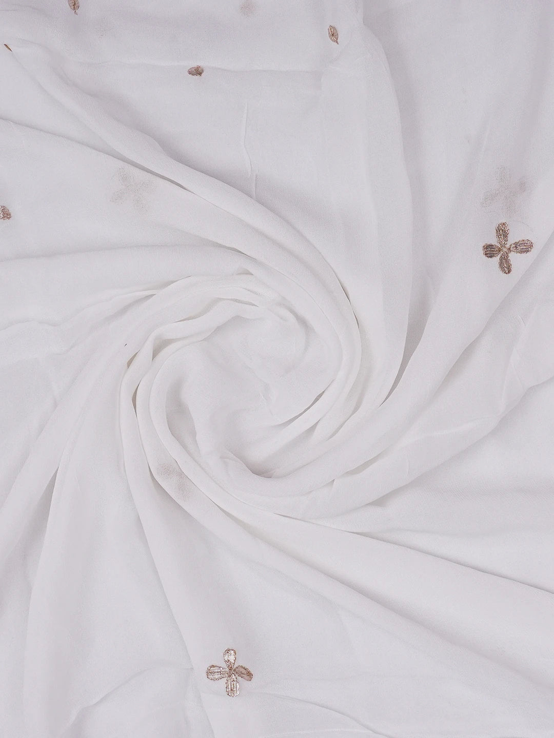 Ada Hand Embroidered White Viscose Georgette Lucknowi Chikankari Dupatta With Zari Work 01A496100
