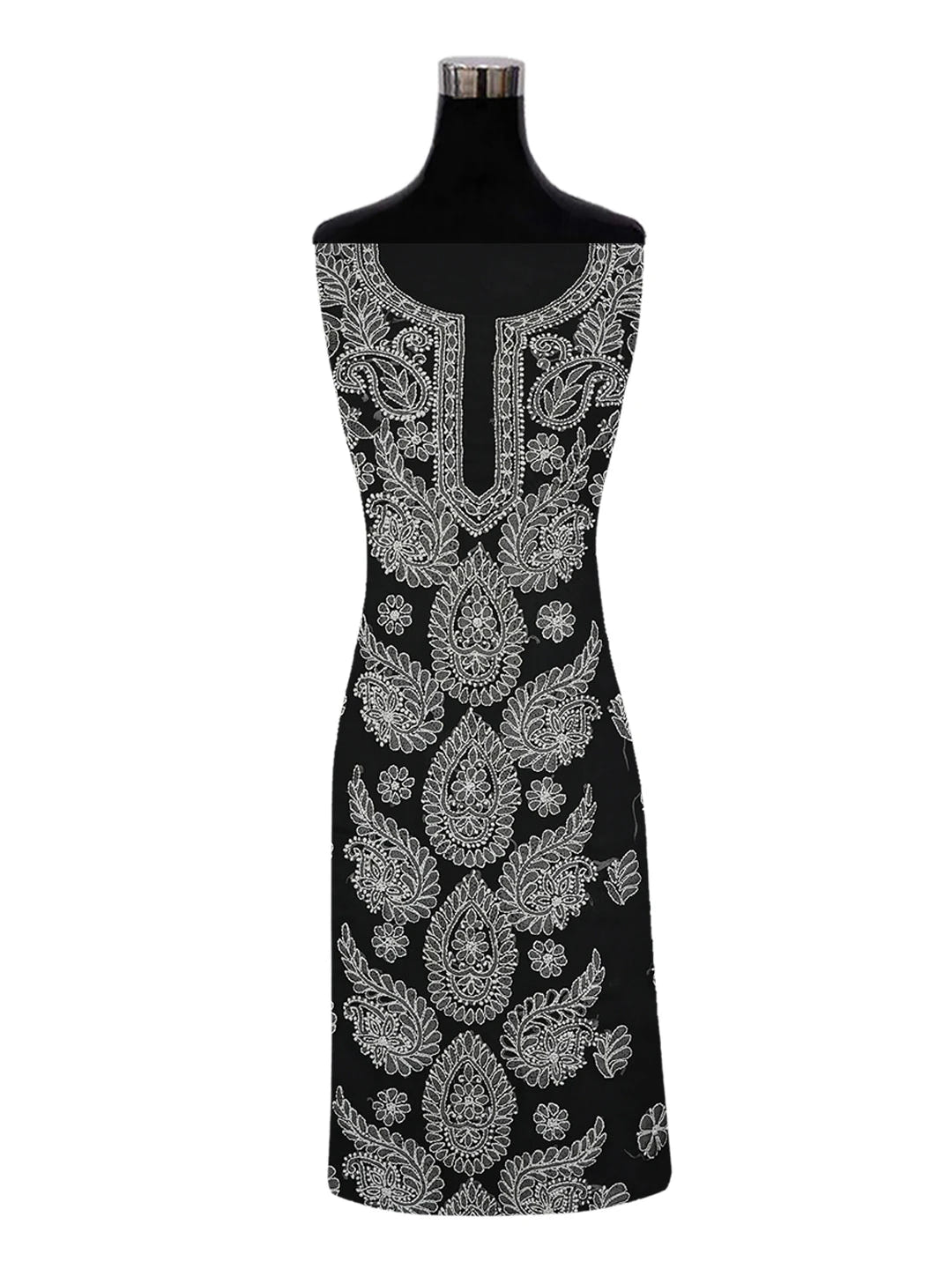 Ada Hand Embroidered Black Georgette Lucknowi Chikankari Unstitched Suit Piece 01A623752