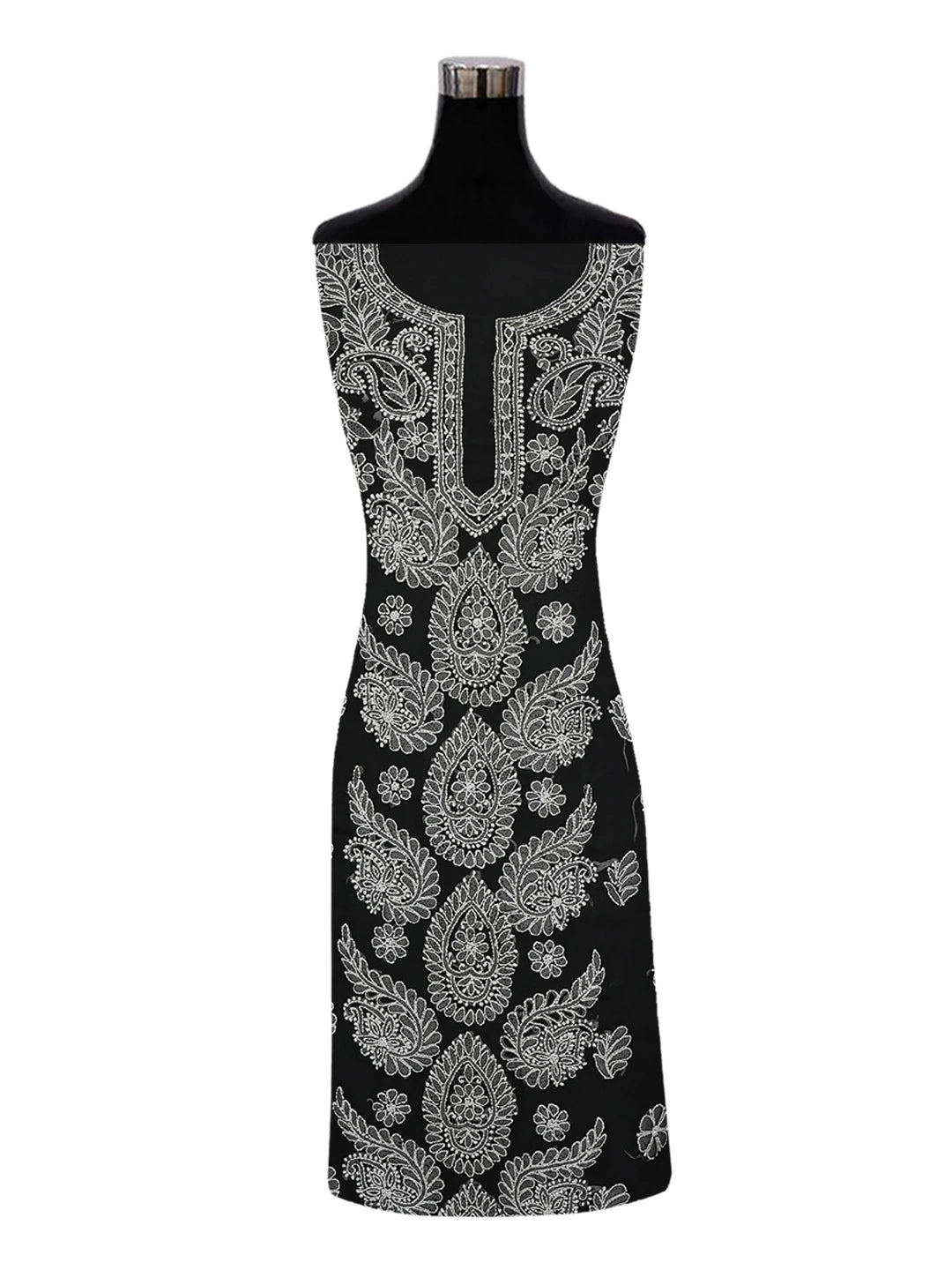Ada Hand Embroidered Black Georgette Lucknowi Chikankari Unstitched Suit Piece 01A623752