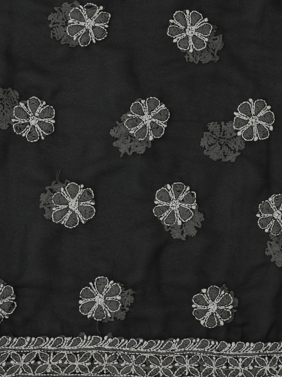 Ada Hand Embroidered Black Georgette Lucknowi Chikankari Unstitched Suit Piece 01A623752