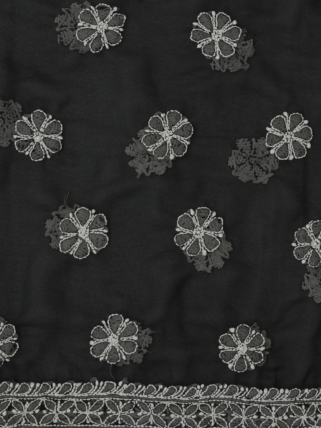 Ada Hand Embroidered Black Georgette Lucknowi Chikankari Unstitched Suit Piece 01A623752