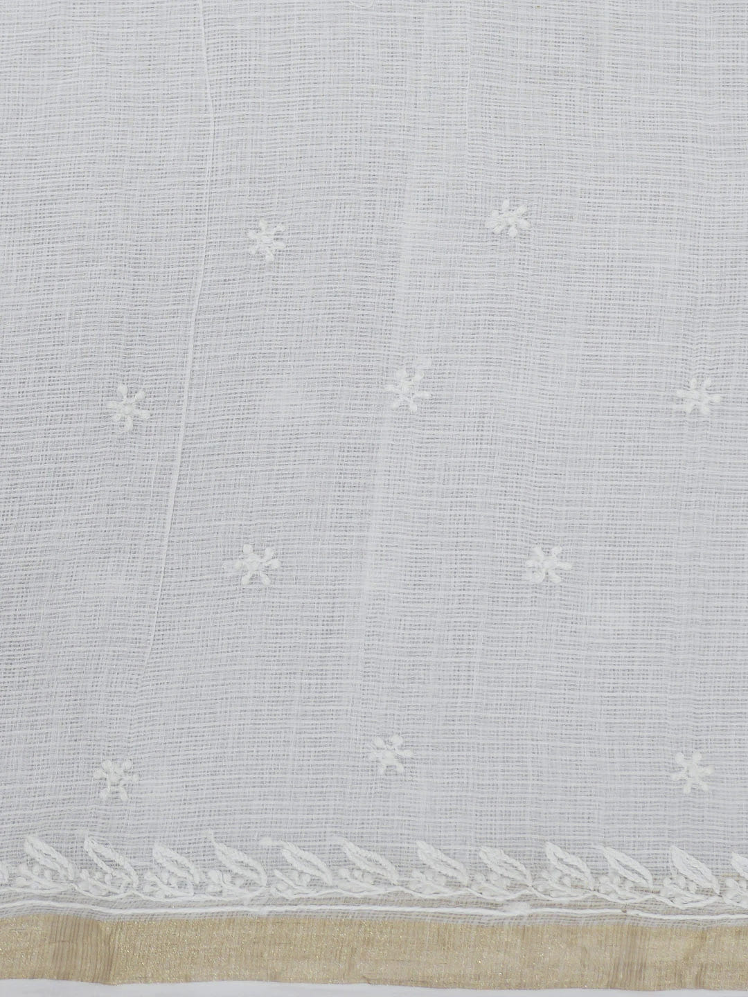 Ada Hand Embroidered White Kota Lucknowi Chikankari Saree With Blouse 01A632492