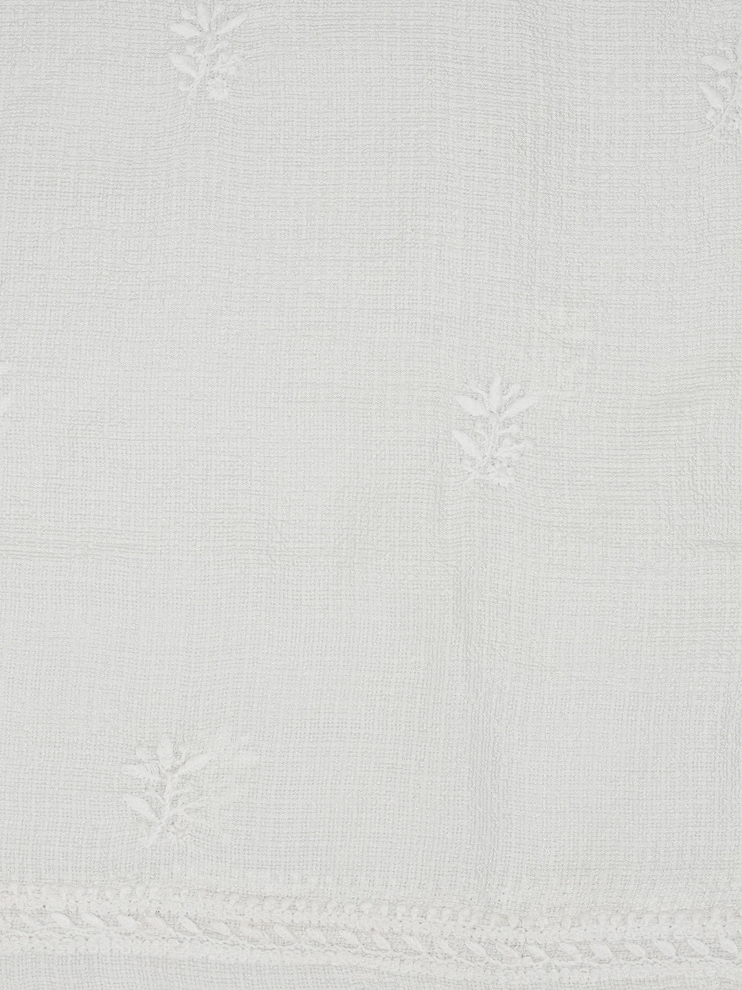 Ada Hand Embroidered White Kota Silk Lucknowi Chikankari Unstitched Kurta Dupatta Set 01A638845