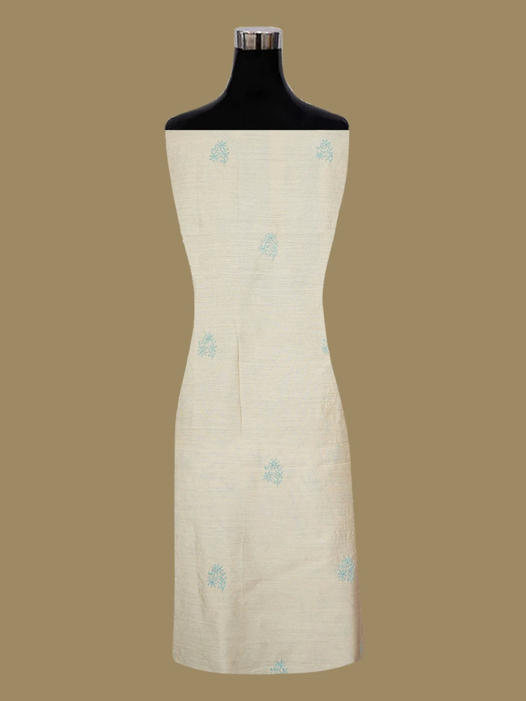 Ada Hand Embroidered Fawn Moonga Silk Lucknowi Chikankari Unstitched Kurta Dupatta Set 01A635437