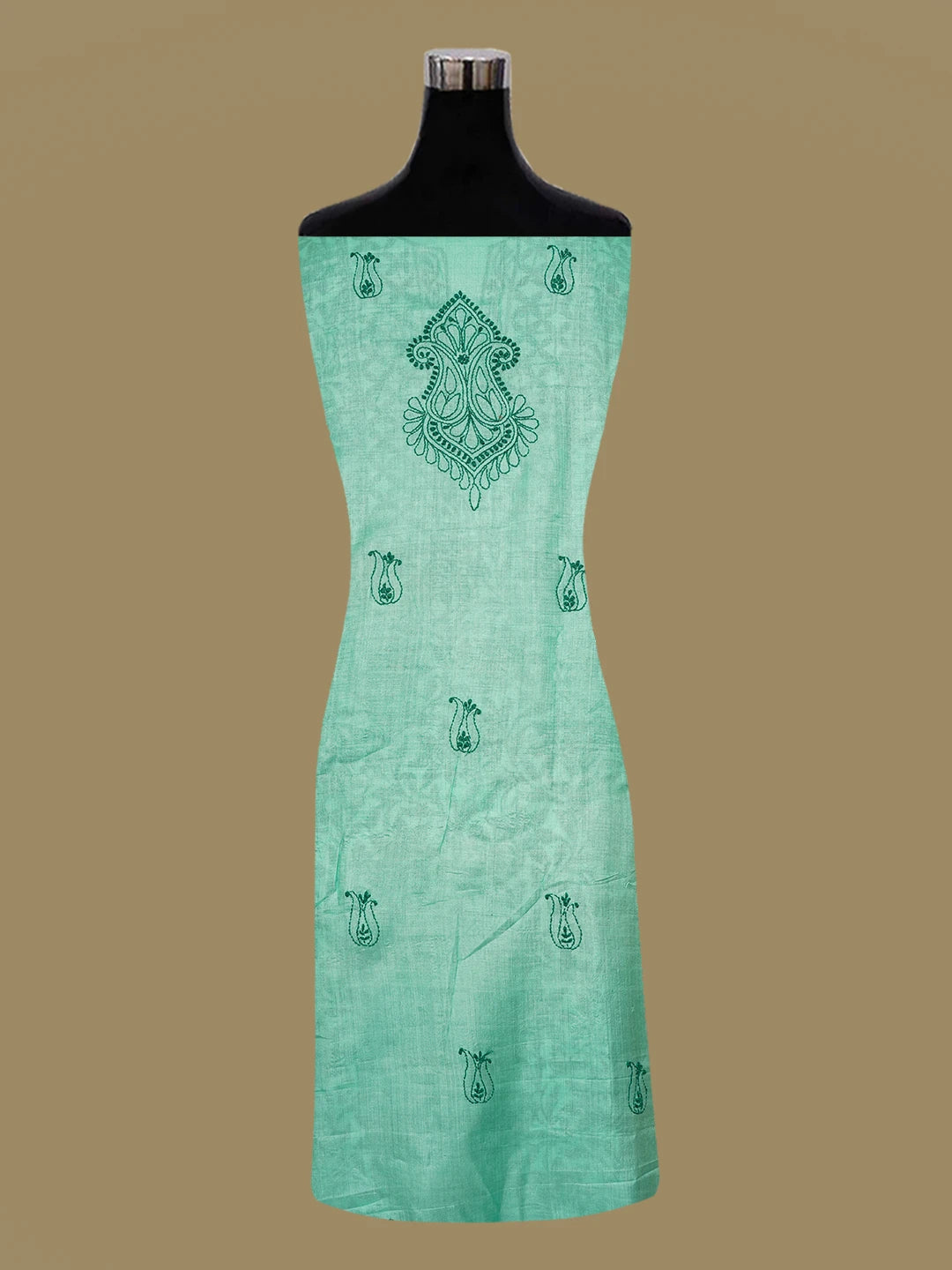 Ada Hand Embroidered Sea Green Silk Lucknowi Chikankari Unstitched Suit Piece 01A626871