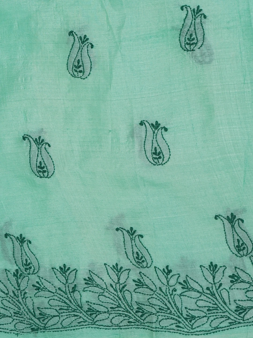 Ada Hand Embroidered Sea Green Silk Lucknowi Chikankari Unstitched Suit Piece 01A626871