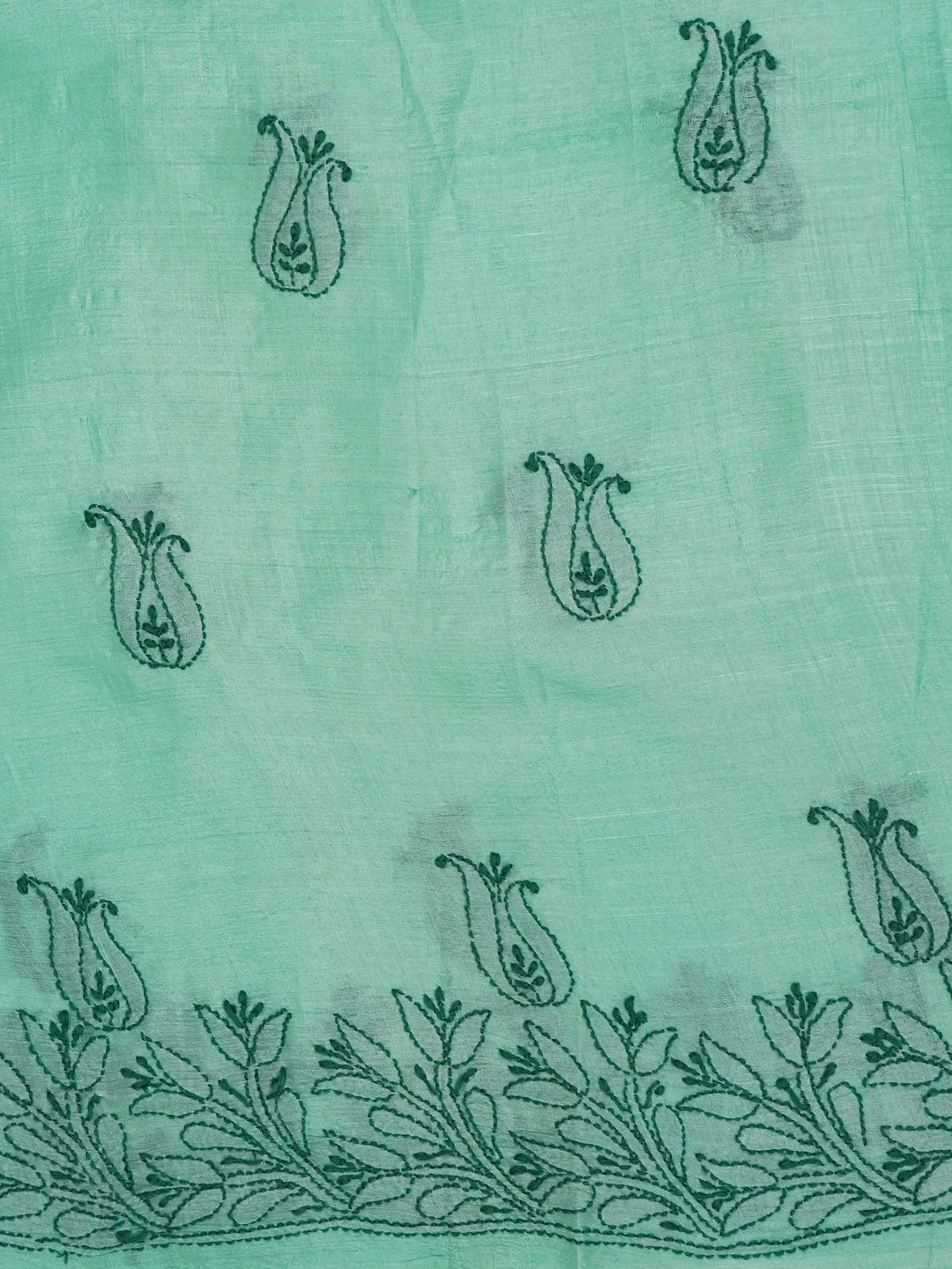 Ada Hand Embroidered Sea Green Silk Lucknowi Chikankari Unstitched Suit Piece 01A626871