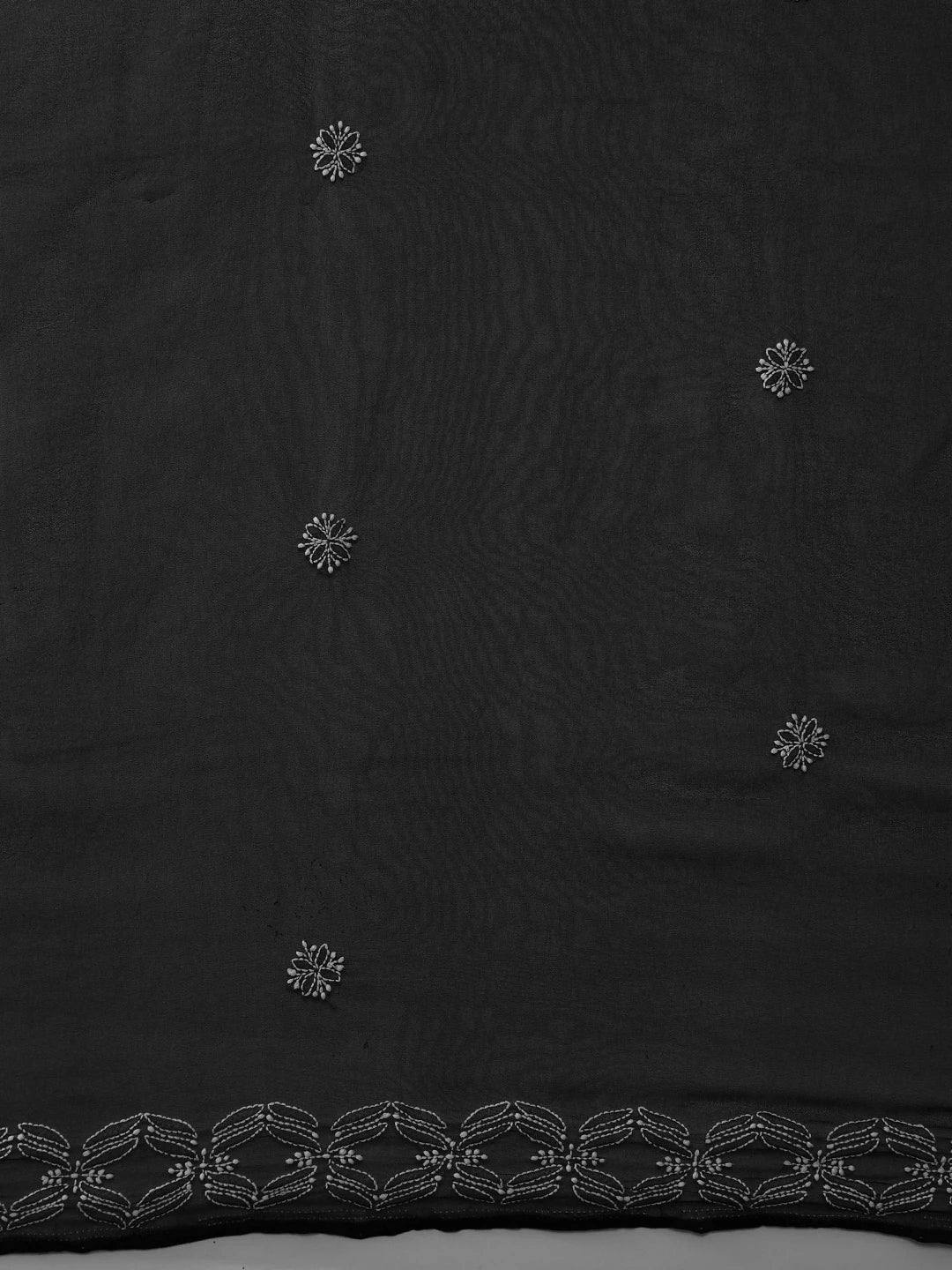 Ada Hand Embroidered Black Georgette Lucknowi Chikankari Saree With Blouse A129551