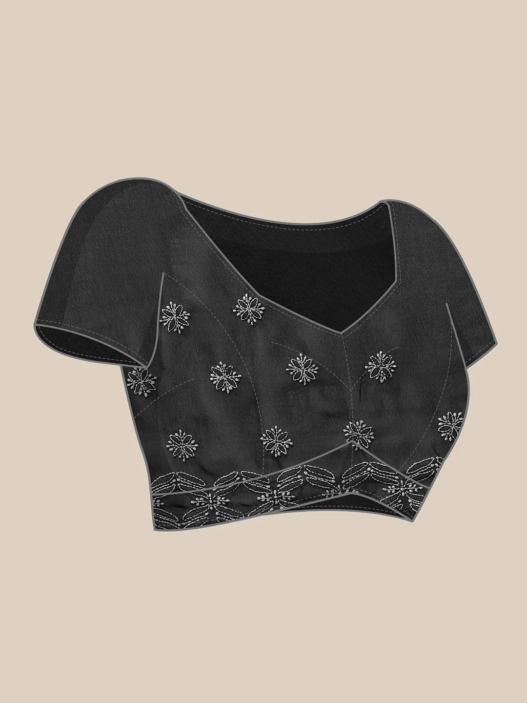 Ada Hand Embroidered Black Georgette Lucknowi Chikankari Saree With Blouse A129551