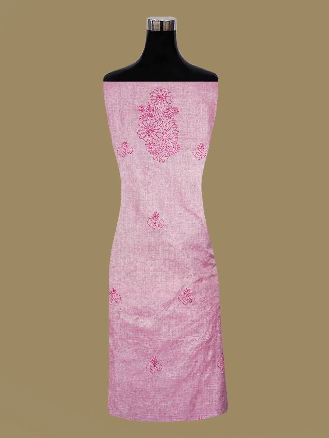 Ada Hand Embroidered Mulberry Pink Silk Lucknowi Chikankari Unstitched Suit Piece 01A604480