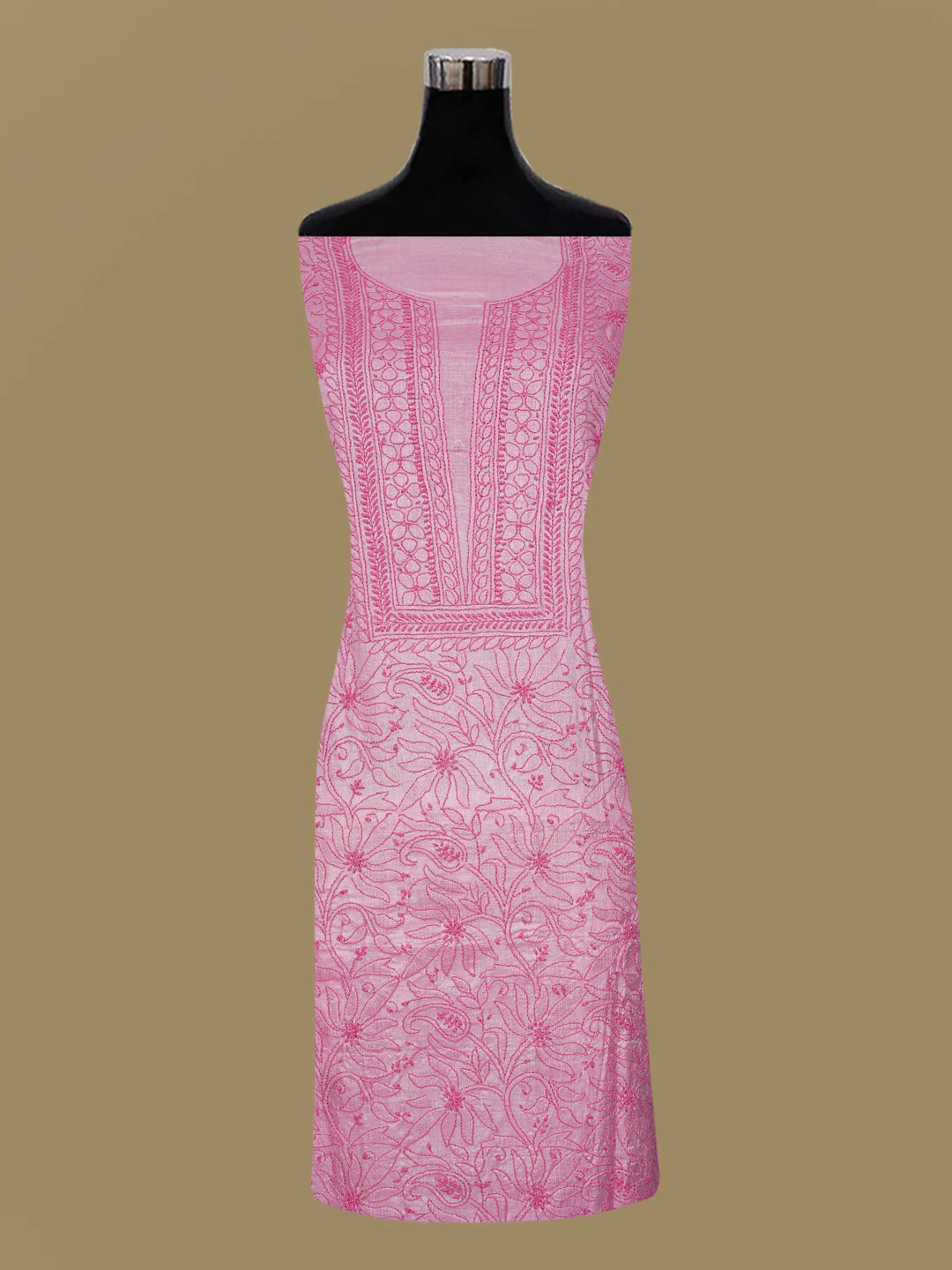 Ada Hand Embroidered Mulberry Pink Silk Lucknowi Chikankari Unstitched Suit Piece 01A604480