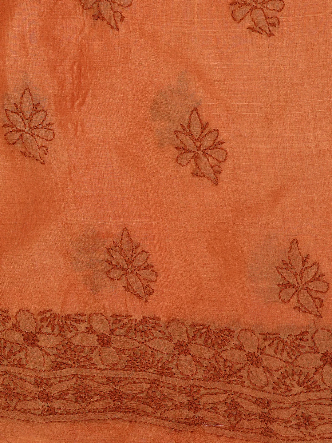 Ada Hand Embroidered Rust Silk Lucknowi Chikankari Unstitched Suit Piece 01A619894