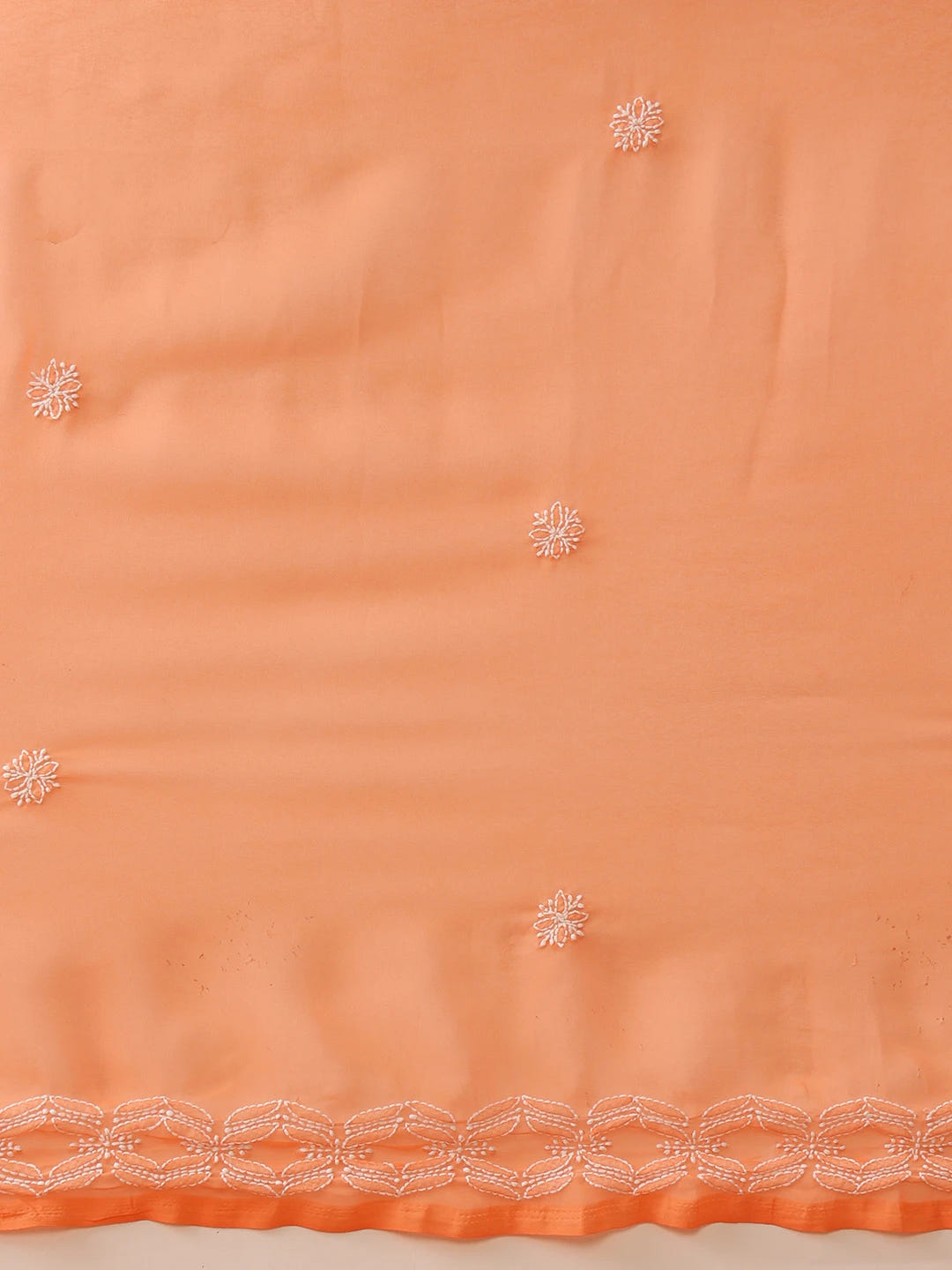 Ada Hand Embroidered Rust Georgette Lucknowi Chikankari Saree With Blouse  A129558