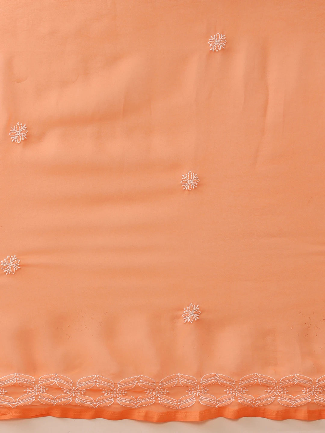 Ada Hand Embroidered Rust Georgette Lucknowi Chikankari Saree With Blouse  A129558