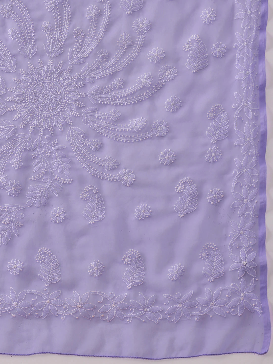 Ada Hand Embroidered Mauve Goergette Lucknowi Chikankari Saree With Blouse A311371