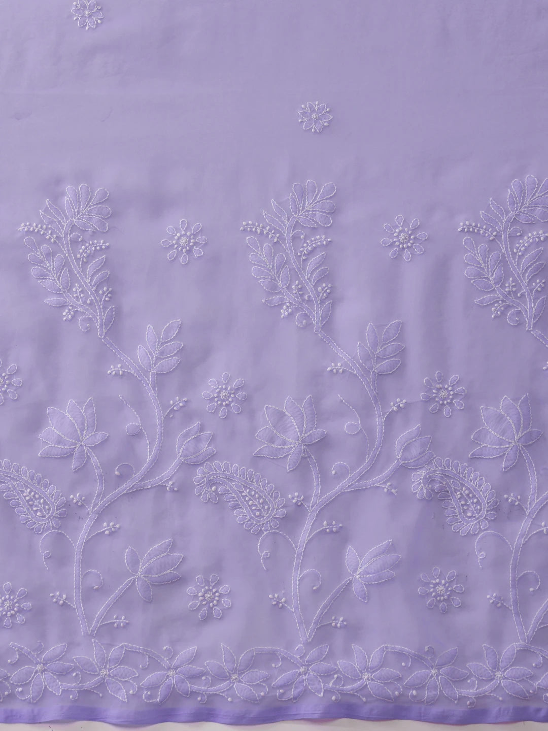 Ada Hand Embroidered Mauve Goergette Lucknowi Chikankari Saree With Blouse A311371