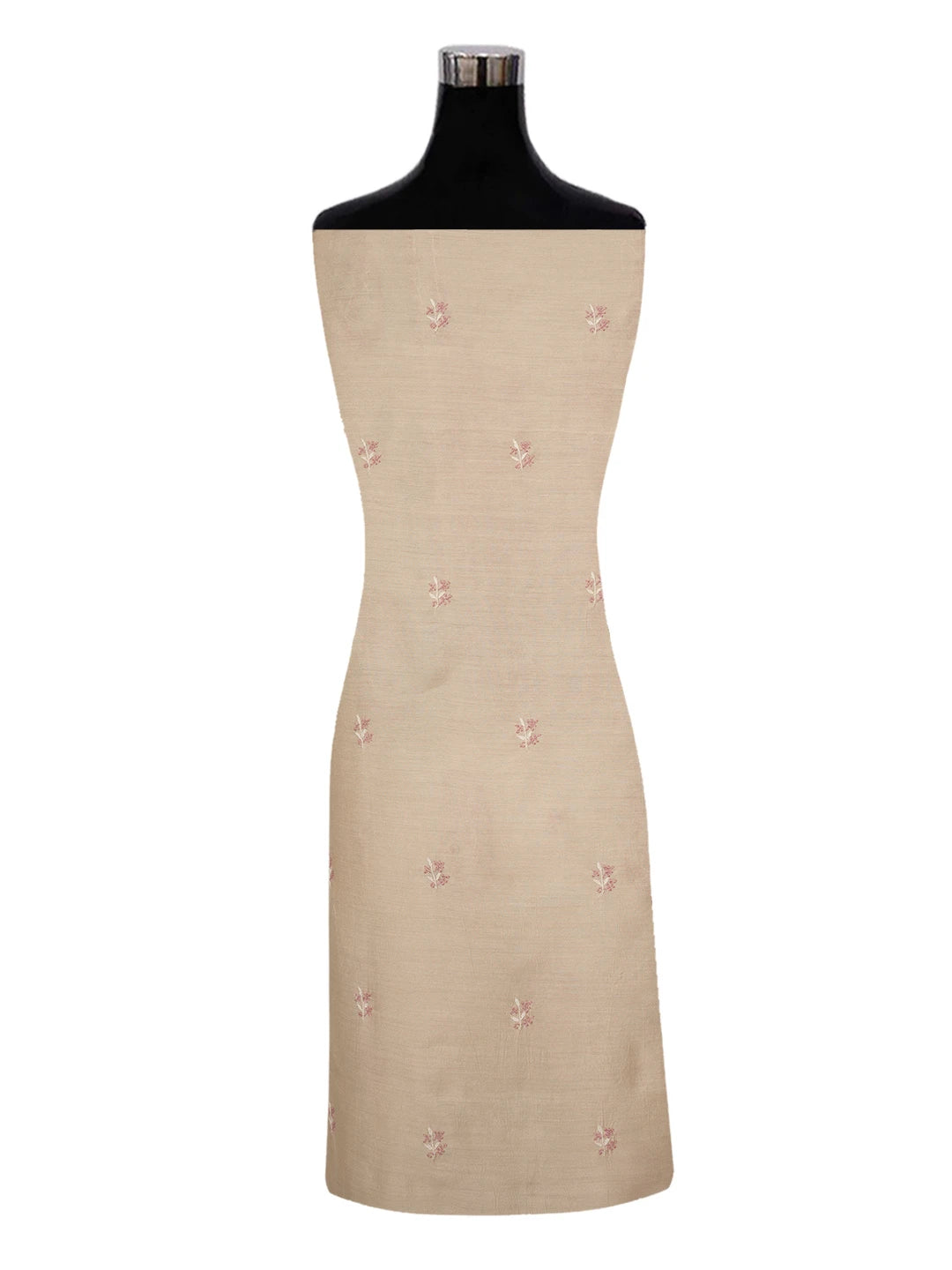 Ada Hand Embroidered Fawn Moonga Silk Lucknowi Chikankari Unstitched Kurta Dupatta Set 01A641543