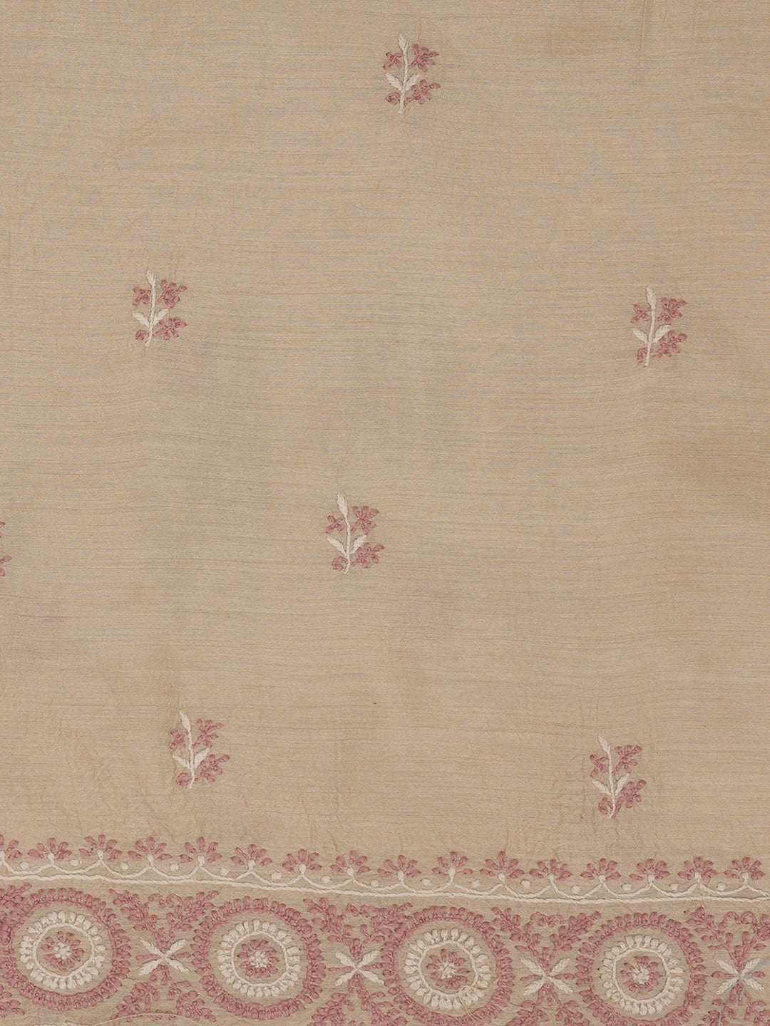 Ada Hand Embroidered Fawn Moonga Silk Lucknowi Chikankari Unstitched Kurta Dupatta Set 01A641543