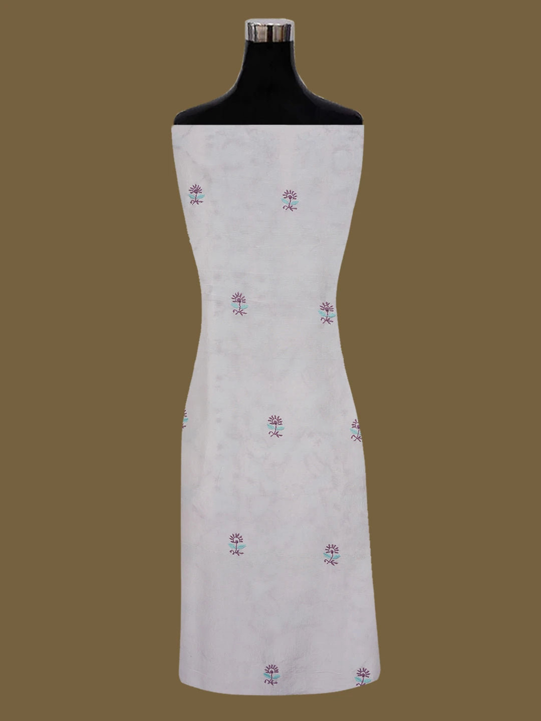 Ada Hand Embroidered White Seashell Silk Lucknowi Chikankari Unstitched Kurta Dupatta Set 01A635422