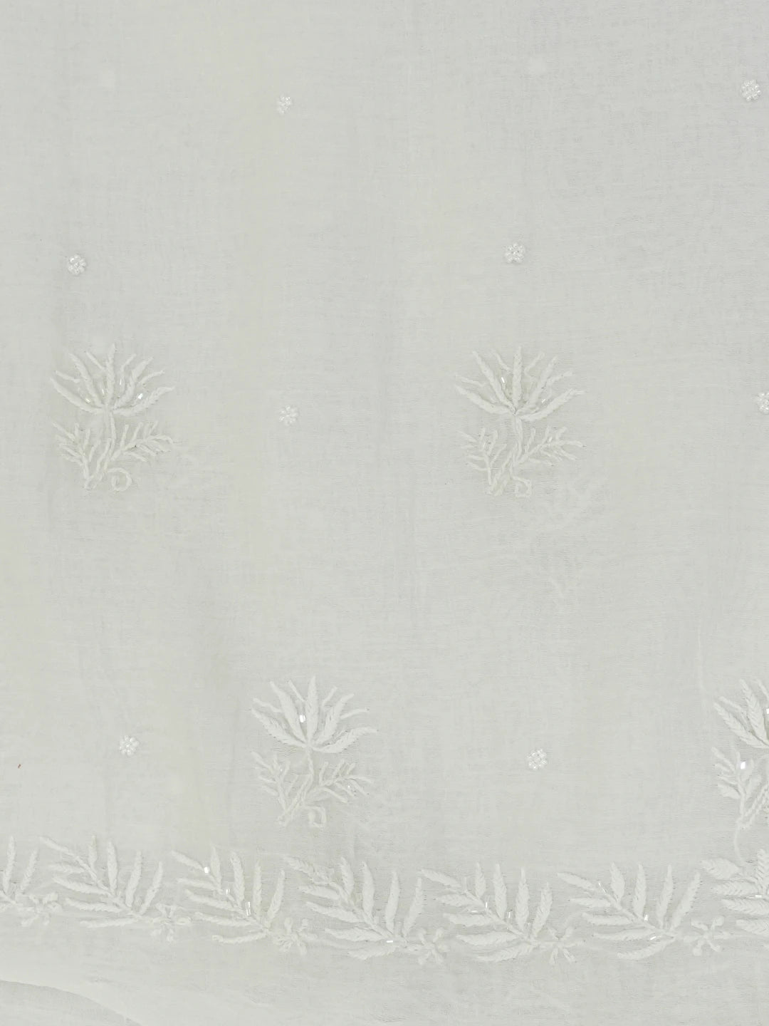 Ada Hand Embroidered White Chanderi Lucknowi Chikankari Saree With Blouse With Cutdana Work 01A639733