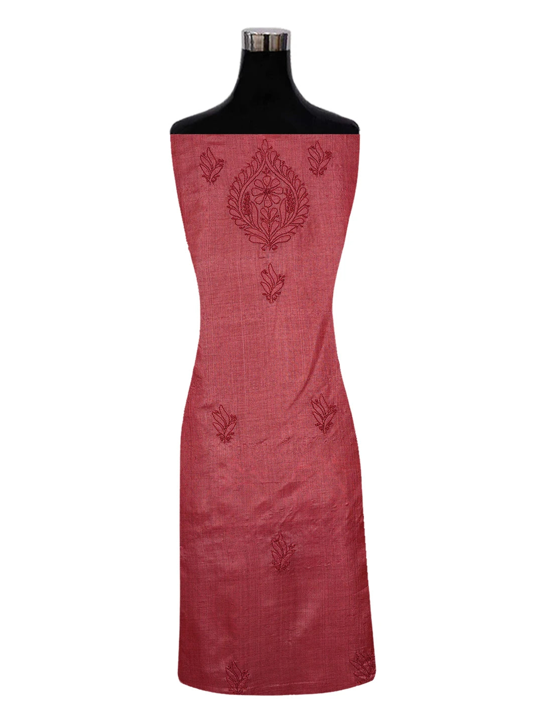 Ada Hand Embroidered Maroon Silk Lucknowi Chikankari Unstitched Suit Piece 01A619845