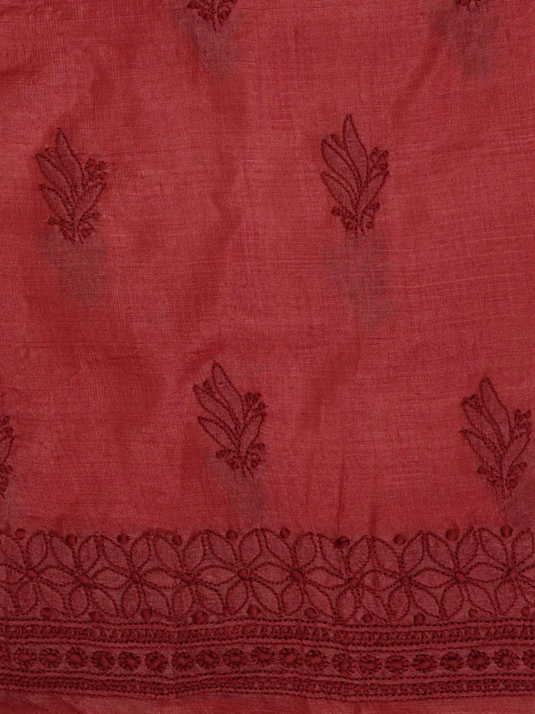 Ada Hand Embroidered Maroon Silk Lucknowi Chikankari Unstitched Suit Piece 01A619845