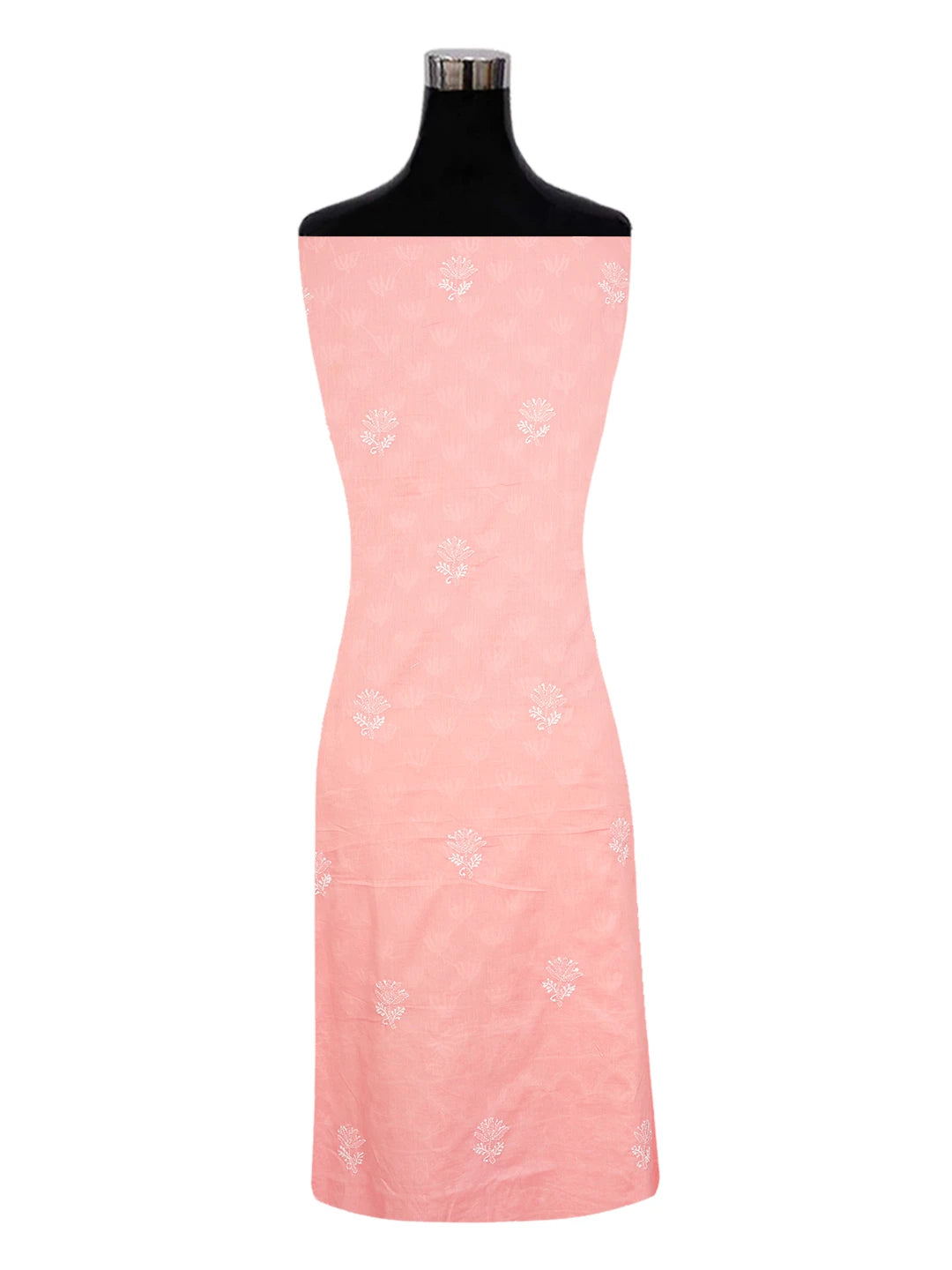 Ada Hand Embroidered Peach Cotton Lucknowi Chikankari Unstitched Suit Piece 01A638853