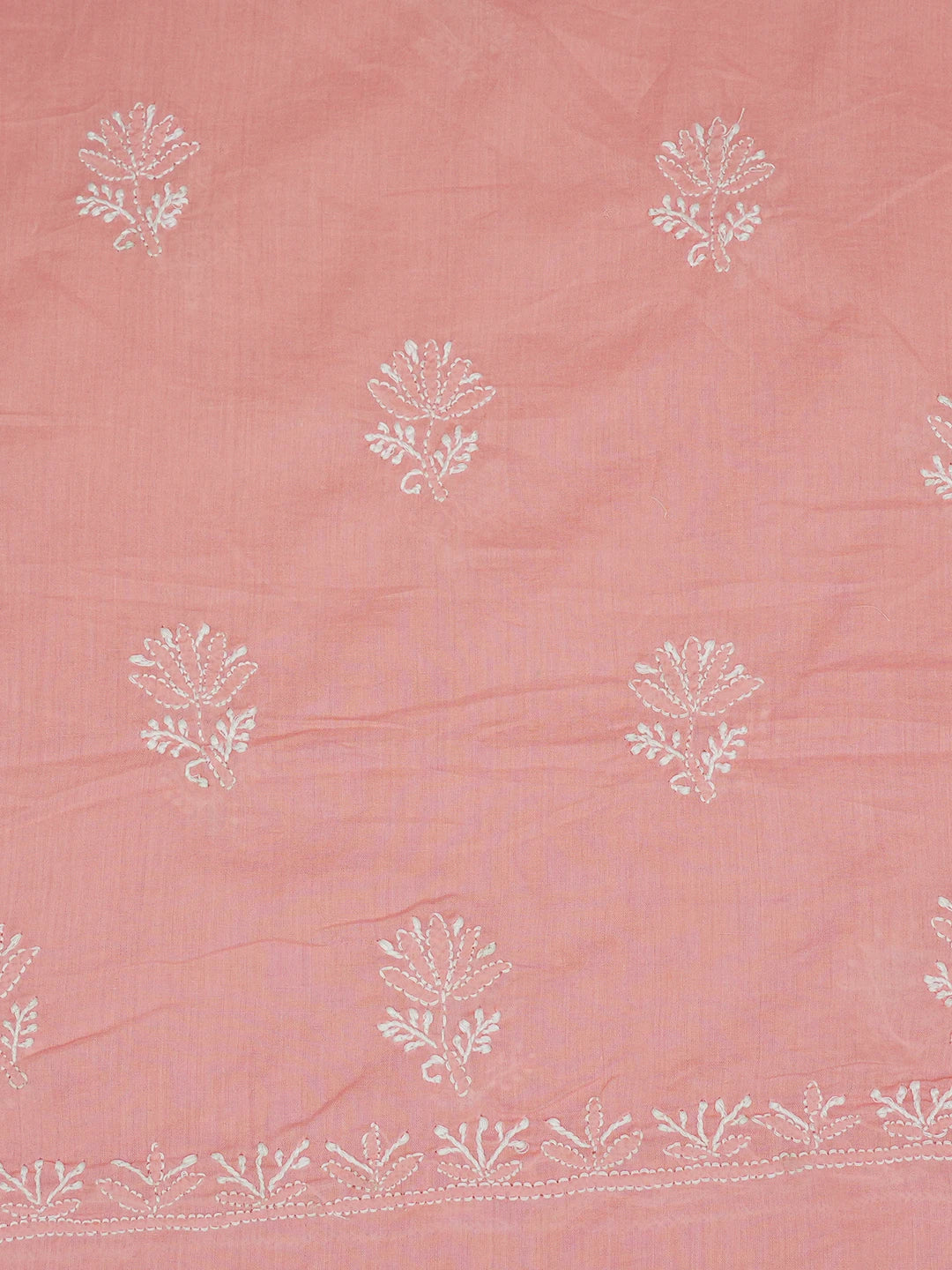 Ada Hand Embroidered Peach Cotton Lucknowi Chikankari Unstitched Suit Piece 01A638853