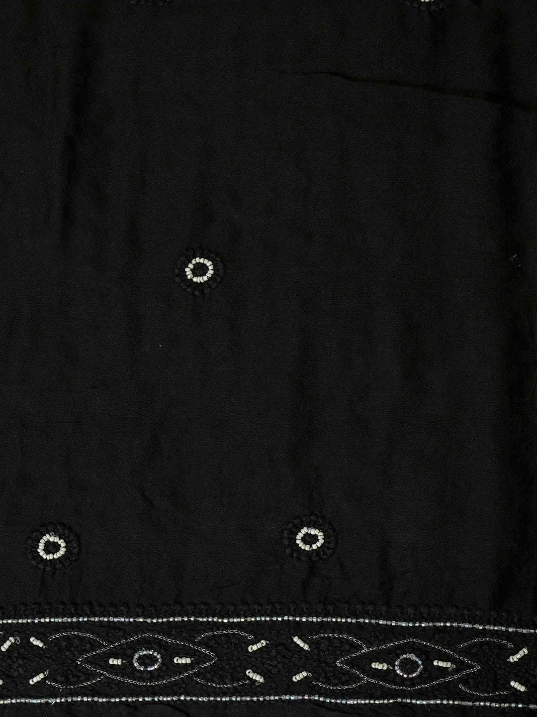 Ada Hand Embroidered Black Chanderi Lucknowi Chikankari Unstitched Men's Kurta Piece With Cutdana And Zari Work 01A366271