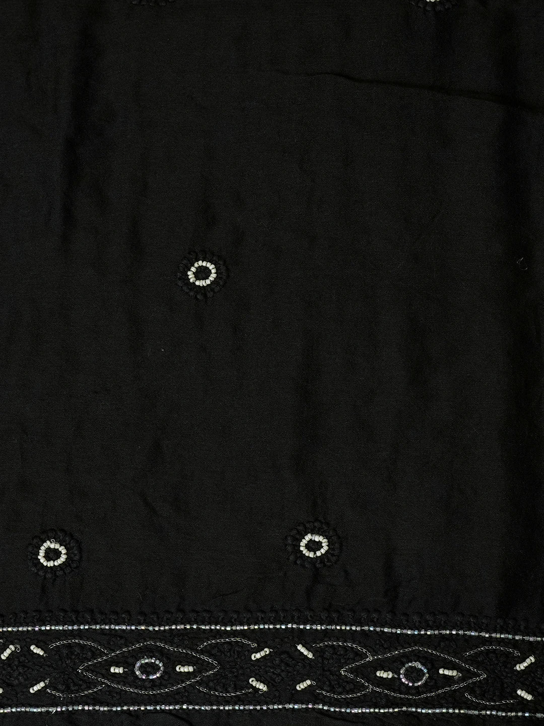 Ada Hand Embroidered Black Chanderi Lucknowi Chikankari Unstitched Men's Kurta Piece With Cutdana And Zari Work 01A366271