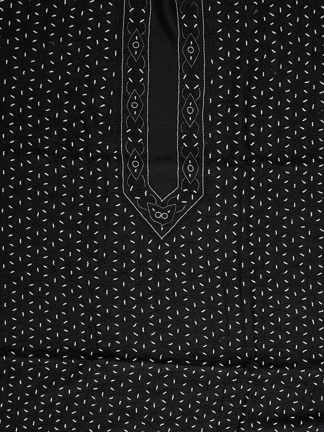 Ada Hand Embroidered Black Chanderi Lucknowi Chikankari Unstitched Men's Kurta Piece With Cutdana And Zari Work 01A366271