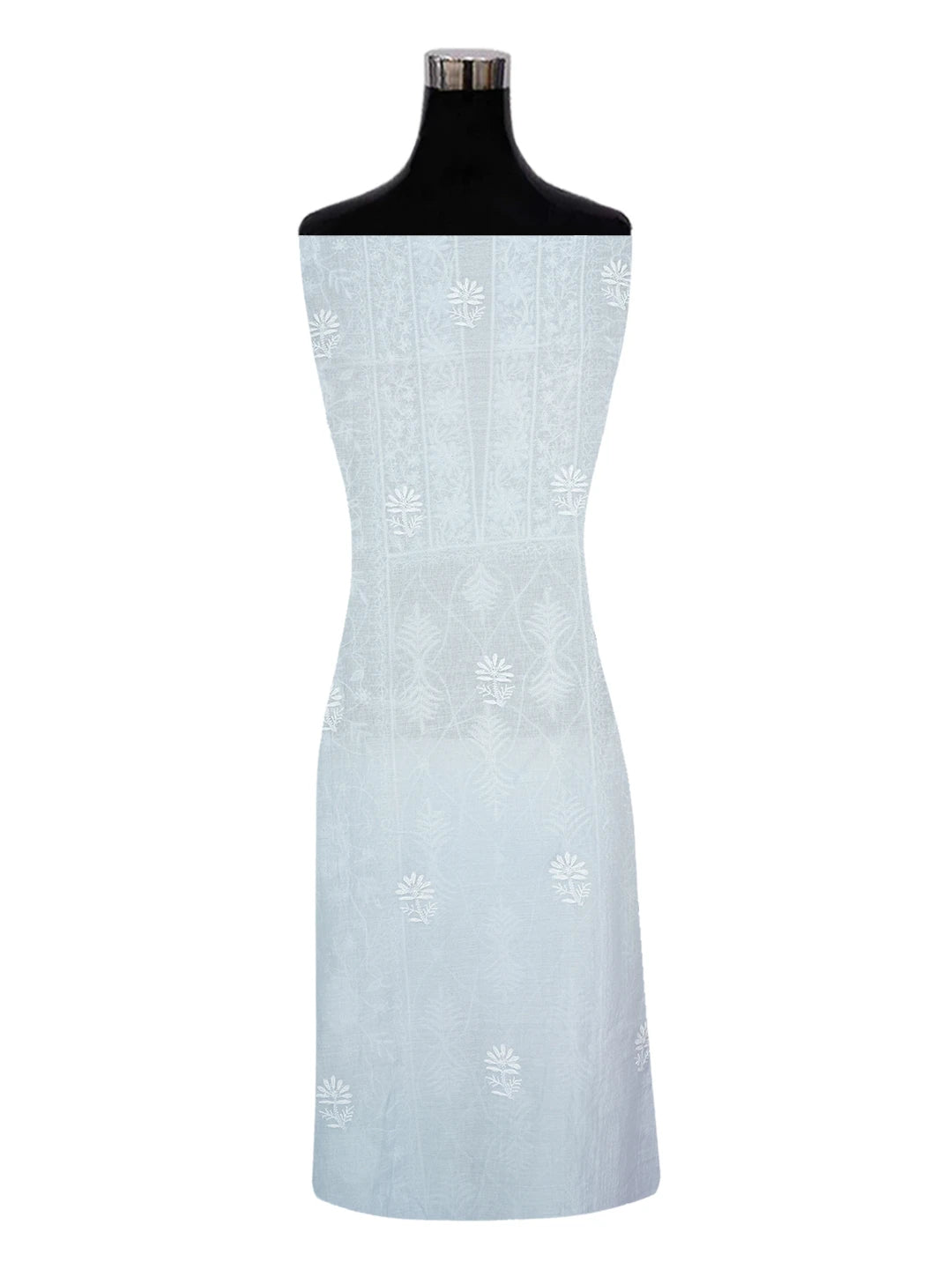 Ada Hand Embroidered Carolina Blue Chanderi Lucknowi Chikankari Unstitched Kurta Dupatta Set With Cutdana Work 01A634339