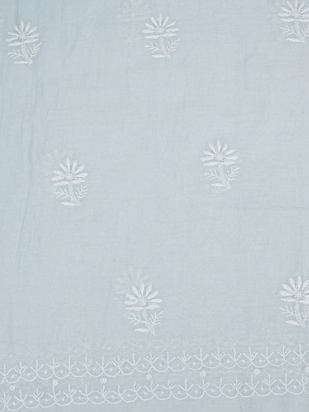 Ada Hand Embroidered Carolina Blue Chanderi Lucknowi Chikankari Unstitched Kurta Dupatta Set With Cutdana Work 01A634339