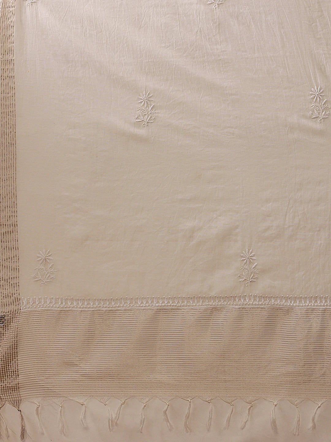 Ada Hand Embroidered Off White Chanderi Lucknowi Chikankari Dupatta A511220
