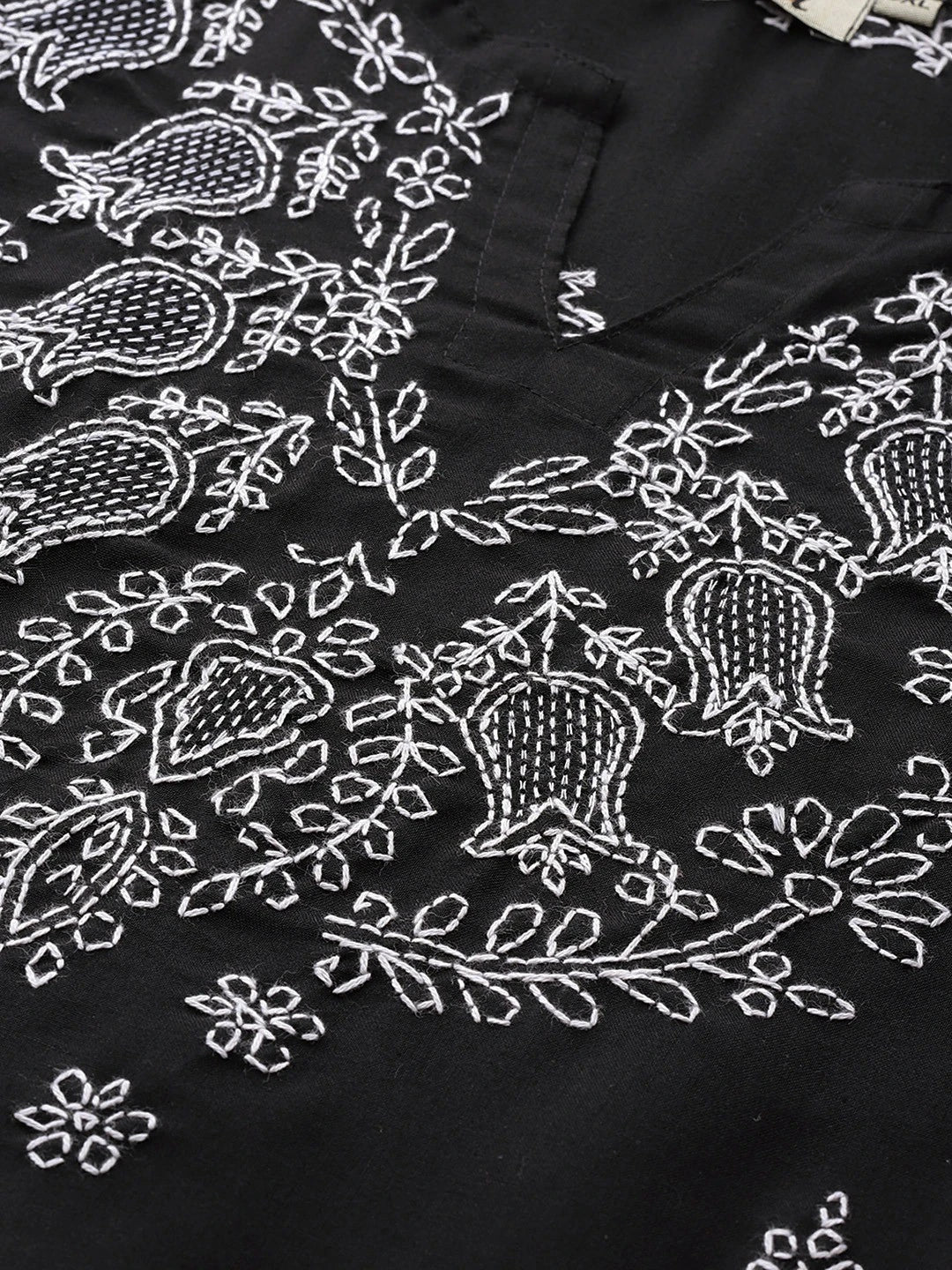 Ada Hand Embroidered Black Cotton Lucknowi Chikankari Kurti A534770