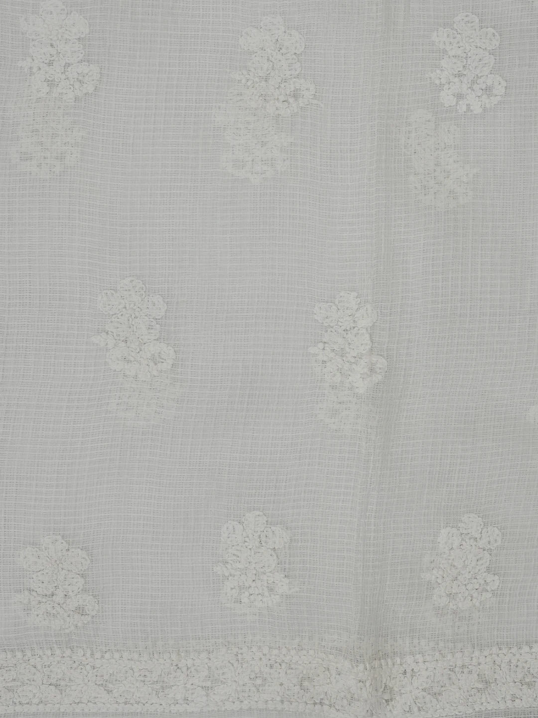 Ada Hand Embroidered White Kota Lucknowi Chikankari Unstitched Kurta Dupatta Set 01A583982
