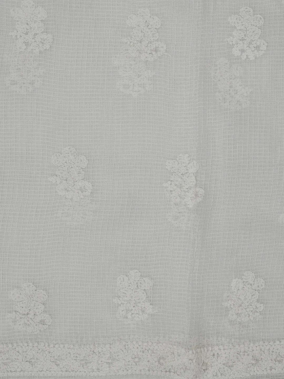 Ada Hand Embroidered White Kota Lucknowi Chikankari Unstitched Kurta Dupatta Set 01A583982