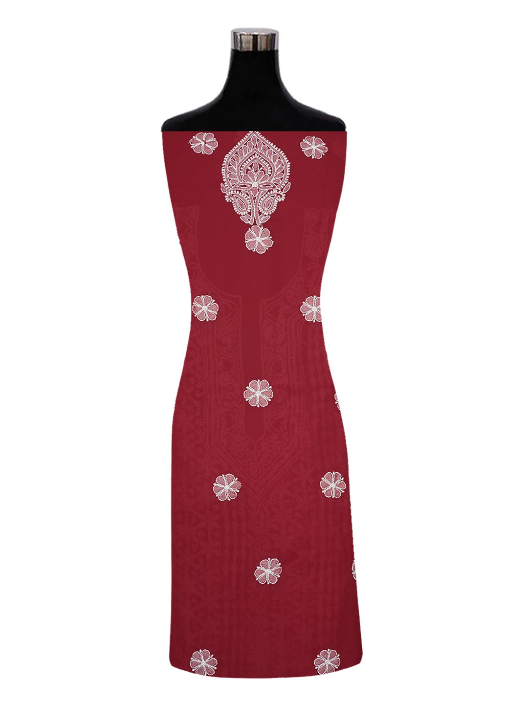 Ada Hand Embroidered Maroon Georgette Lucknowi Chikankari Unstitched Suit Piece 01A643867
