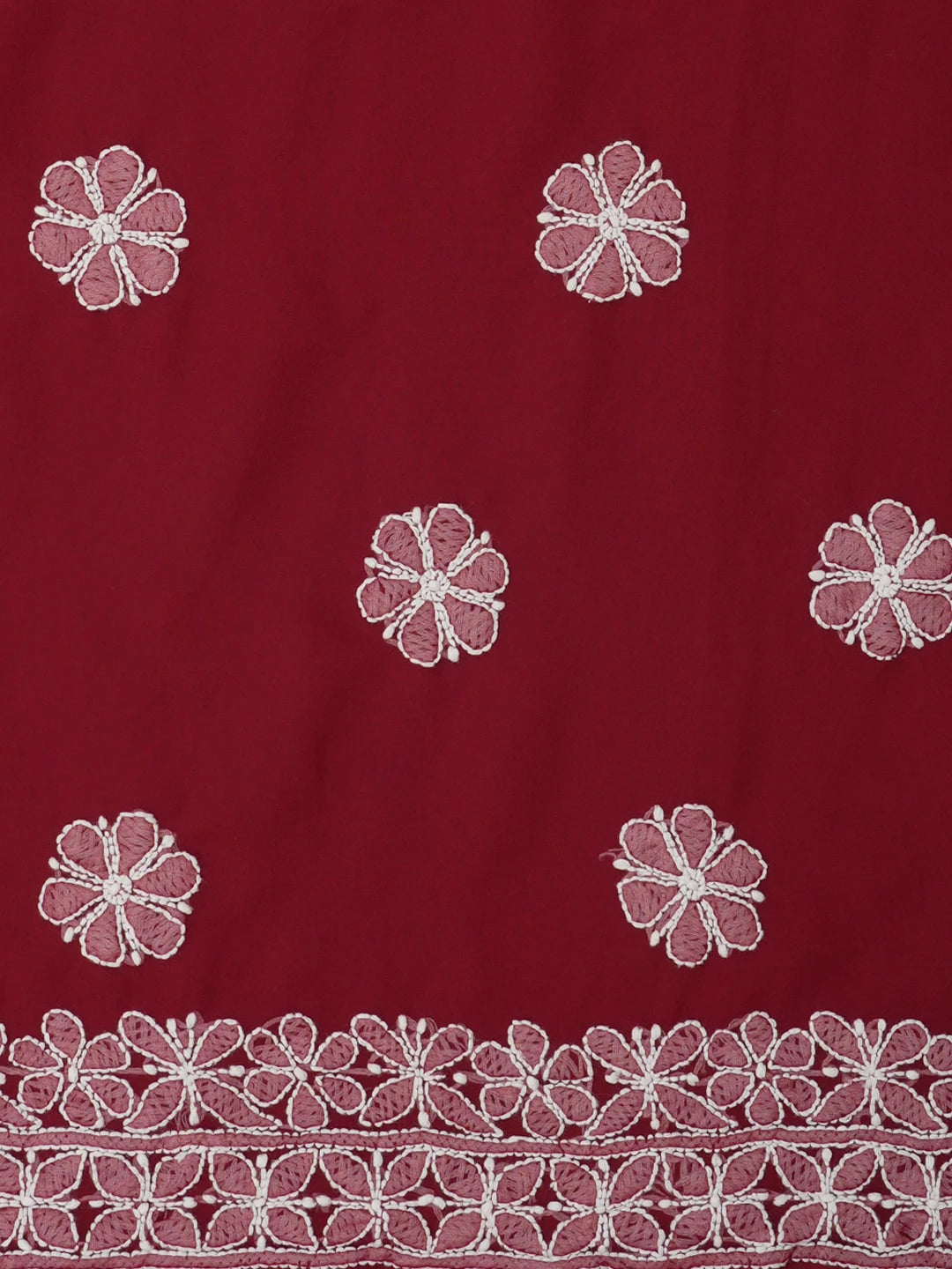 Ada Hand Embroidered Maroon Georgette Lucknowi Chikankari Unstitched Suit Piece 01A643867