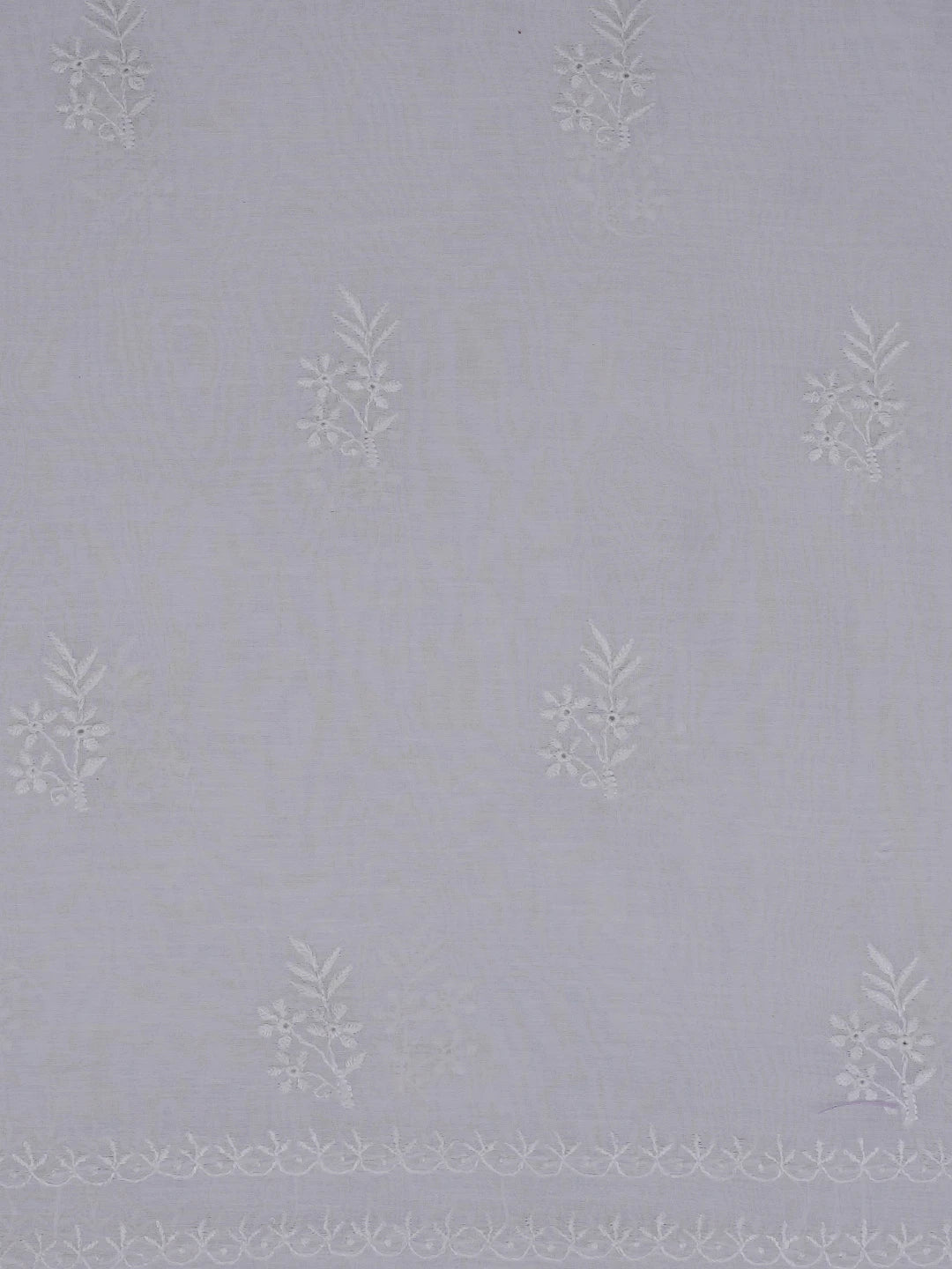 Ada Hand Embroidered White Seashell Chanderi Lucknowi Chikankari Unstitched Kurta Dupatta Set 01A643124