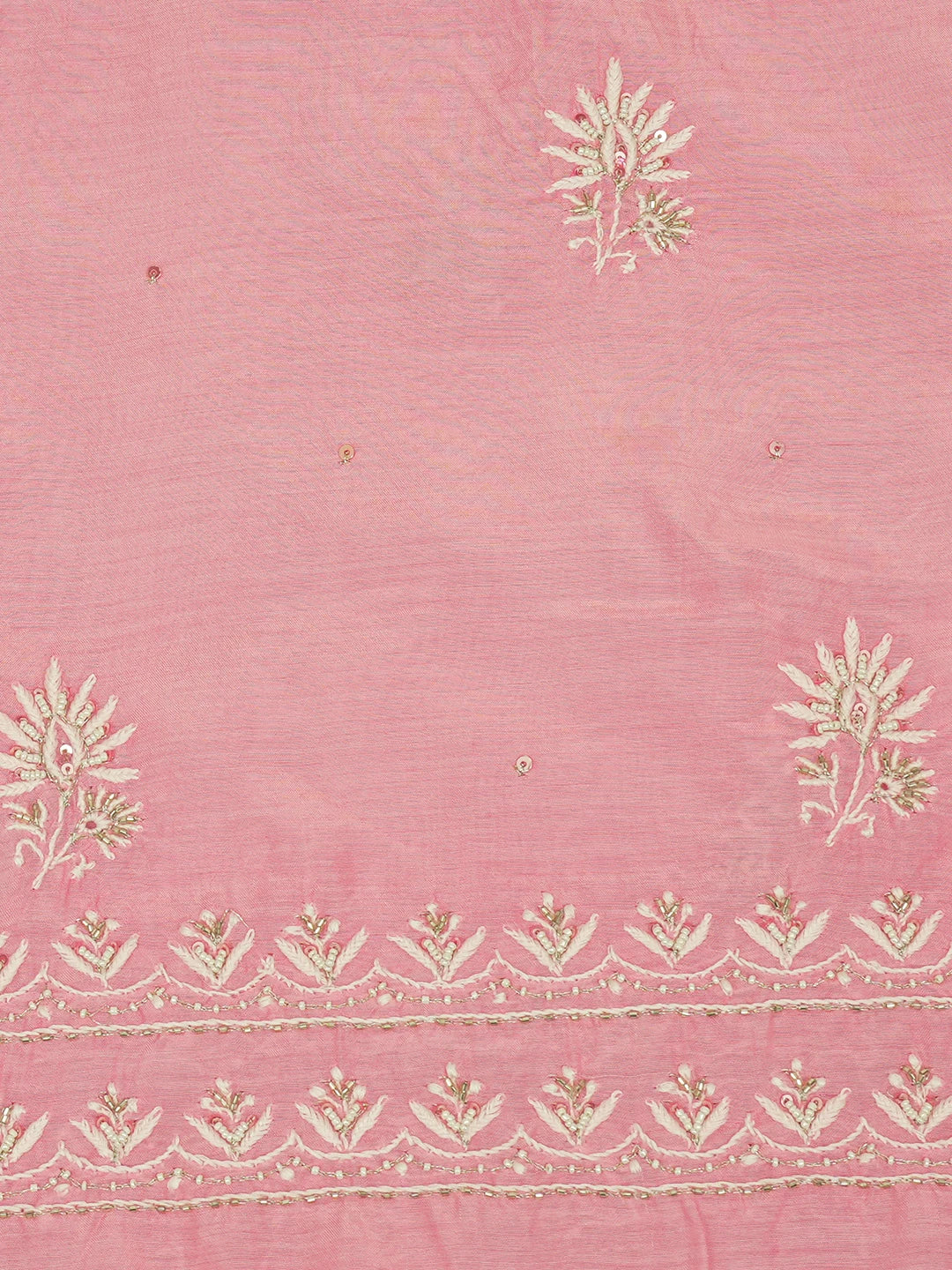Ada Hand Embroidered Baker-Miller PInk Muslin Lucknowi Chikankari Unstitched Suit Piece With Sequinned Work 01A618306